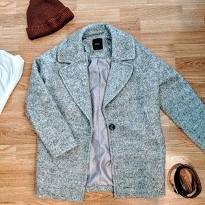 Wool Blend Oversize Peacoat Single Button